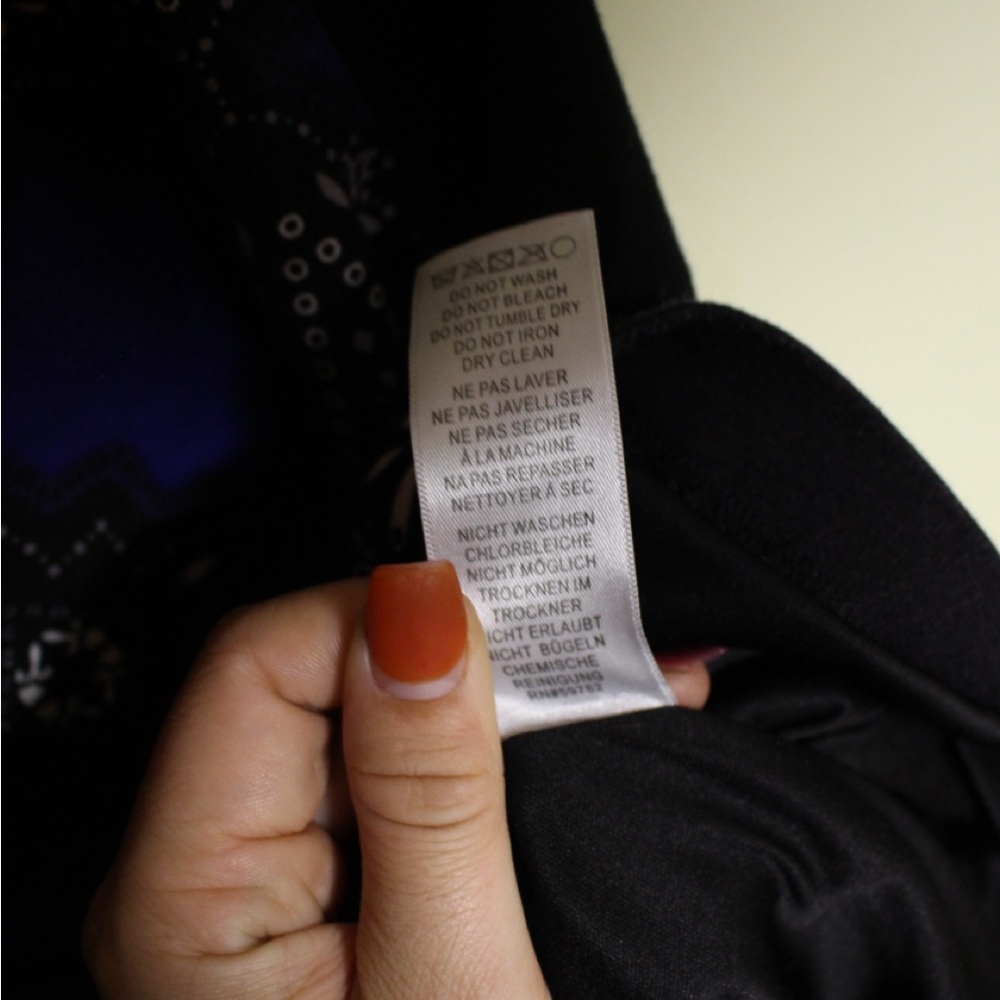 Adrianna Papell Women's Jewel Printed 3/4 Sleeve Fitted Blue Black Dress Size 4 - Picture 8 of 10
